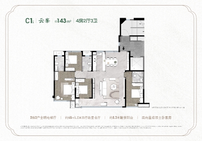 143平，4房2厅3卫